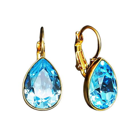 Auskarai „Kristalo Lašas (Akvamarino Mėlyna)“ su Swarovski™ kristalais